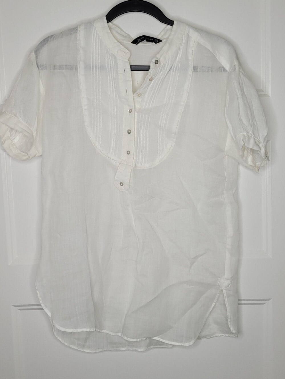Zara Woman pintuck henley blouse Size XS